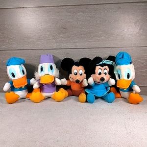 Vintage Disney 80s Mickey's Christmas Carol 5 pc Plush Stuffed Toys Hardees